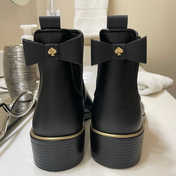 Kate Spade New York Sally Black Rain Ankle Bow Boots Women's Size 6,7,8 - Picture 7 of 12